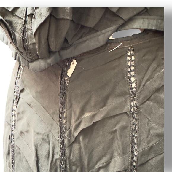 Antique Victorian Black Silk Lace Mourning Gown Dress 1900s Bodice Skirt Set - Picture 8 of 16